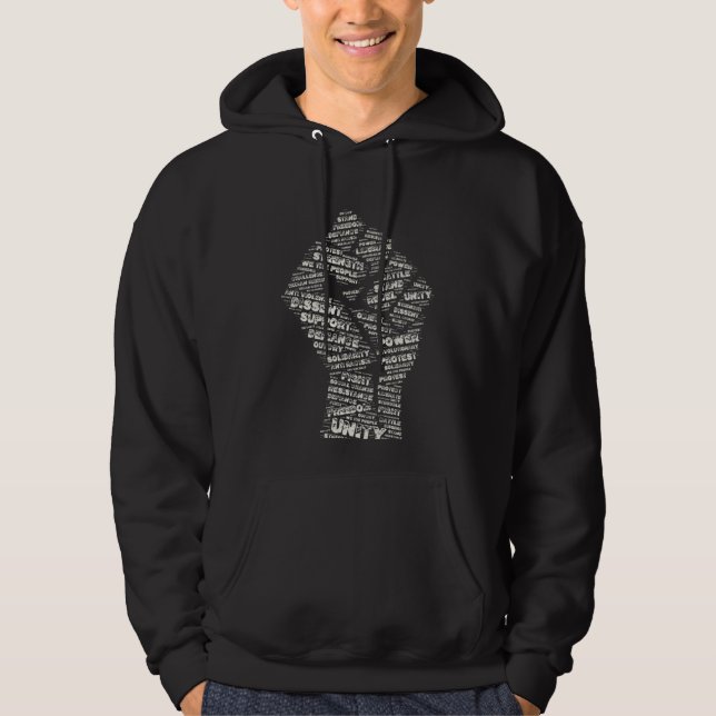 Sudadera con capucha aumentada del negro del puño (Anverso)