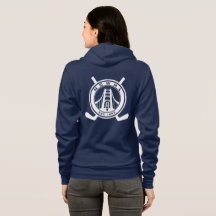 Sudadera con capucha azul de la cremallera de la