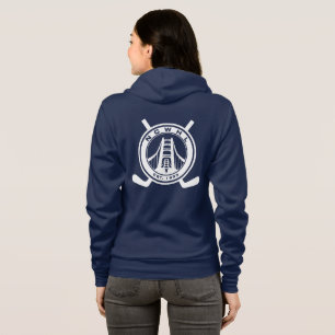 Sudadera con capucha azul de la cremallera de la