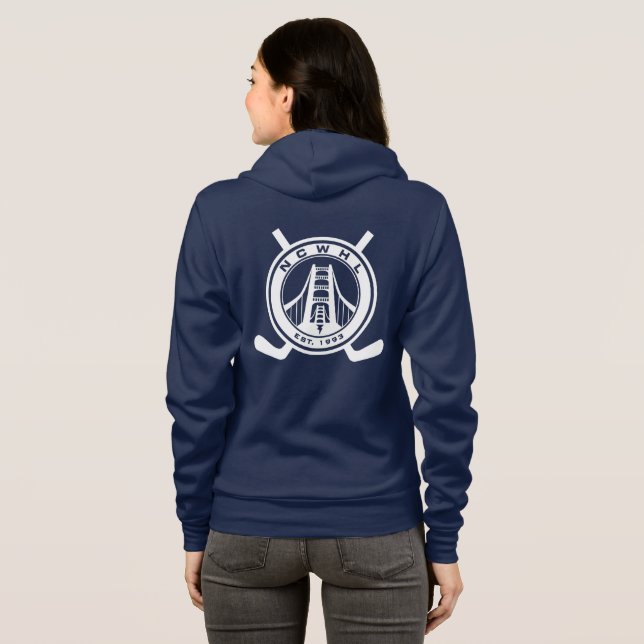 Sudadera con capucha azul de la cremallera de la (Reverso completo)