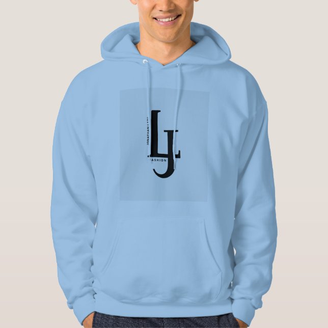 Sudadera con capucha azul de monograma LJ | Logo a (Anverso)
