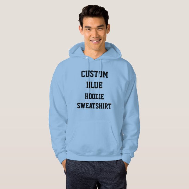 Sudadera con capucha azul personalizada para hombr (Anverso completo)