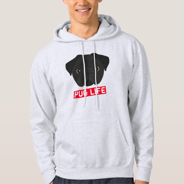 Sudadera con capucha Black Pug Life (Anverso)