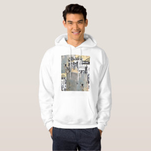 Sudadera con capucha blanca con diseño de la pare