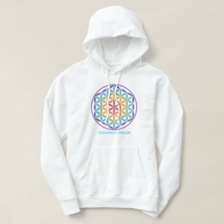 Sudadera con capucha blanca con flor de la vida ar