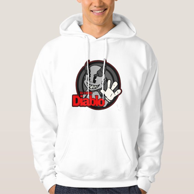 SUDADERA CON CAPUCHA BLANCA LOGO DJ CHRIS DIABLO 4 (Anverso)