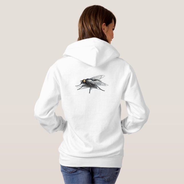 Sudadera con capucha blanca para mujeres Fly Buddy (Reverso completo)
