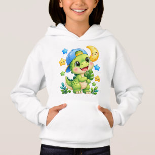 Sudadera con capucha blanca para niños dinosaurio