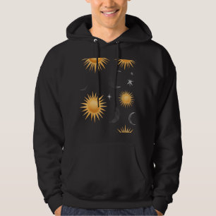 Sudadera con capucha Boho de oro de sol lunar cele