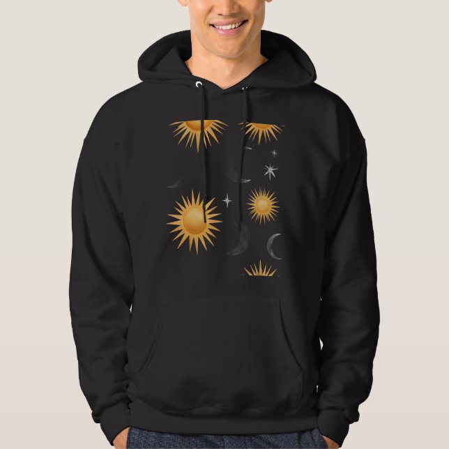 Sudadera con capucha Boho de oro de sol lunar cele (Anverso)