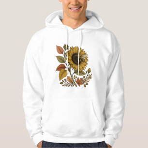 Sudadera con capucha botánica de girasol y abeja m