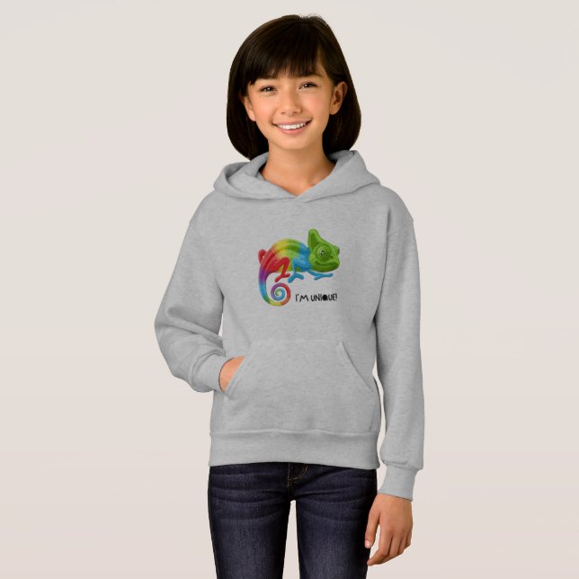 Sudadera con capucha Chameleon para niñas Inspirat (Anverso completo)