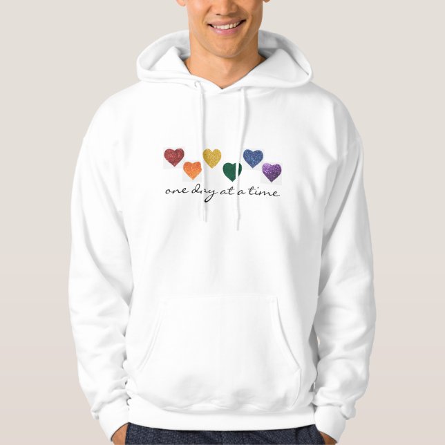 Sudadera con capucha - Corazones Orgullo Arcoíris  (Anverso)