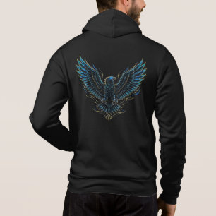 Sudadera con capucha Cyberpunk Neon Eagle Glitch