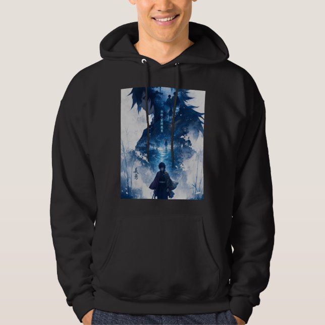 Sudadera con capucha de acuarela de anime oscuro – (Anverso)