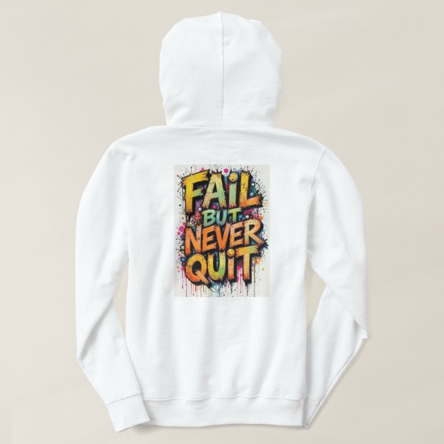 Sudadera con capucha de adulto blanca con diseño (Reverso del diseño)