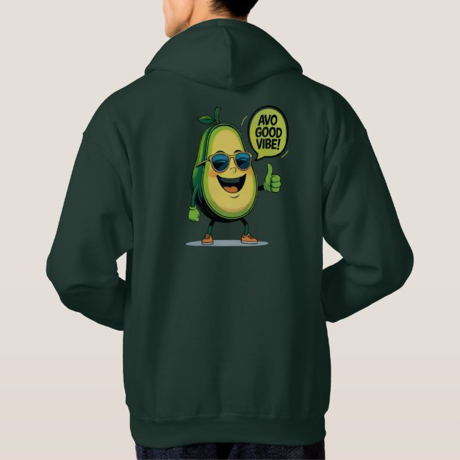 Sudadera con capucha de aguacate kawaii con vibra  (Reverso)