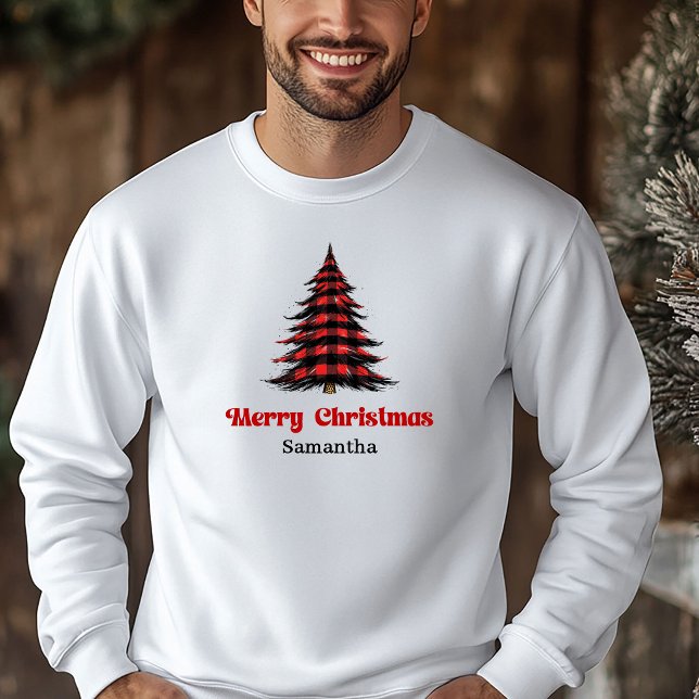 Sudadera con capucha de árbol de Navidad a cuadros (Merry Buffalo Plaid Tree Christmas Hoodie Winter Wear)