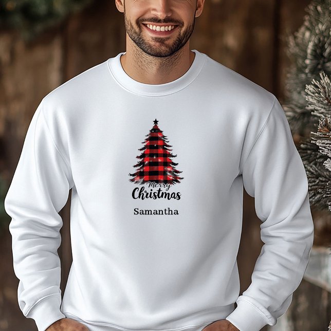 Sudadera con capucha de árbol de Navidad a cuadros (Sweet Buffalo Plaid Tree Holiday Hoodie Gift Idea)
