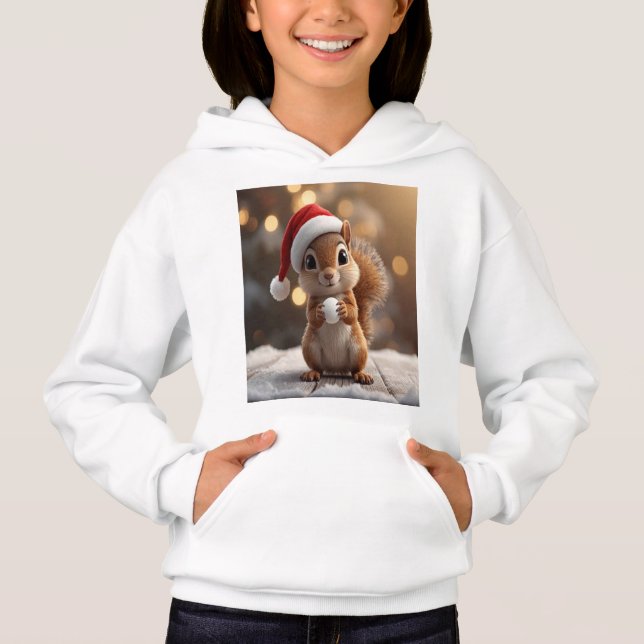 Sudadera con capucha de ardilla navideña linda par (Anverso)