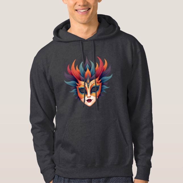 Sudadera con capucha de arte de máscara de carnava (Anverso)