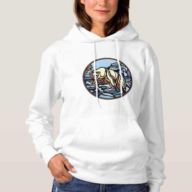 Sudadera con capucha de arte de oso polar para muj (Anverso)