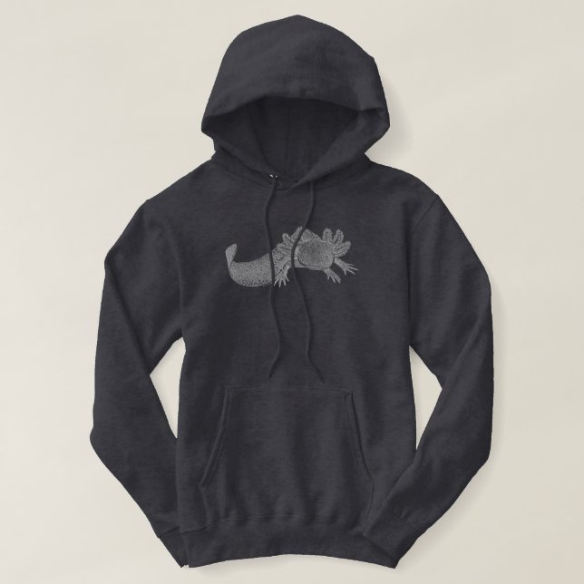 Sudadera con capucha de Axolotl - GRIS OSCURO (Diseño del anverso)