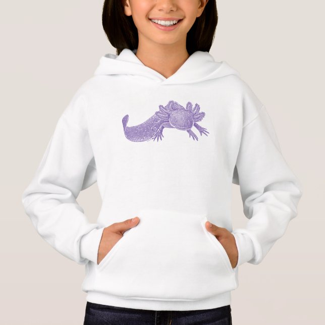 Sudadera con capucha de Axolotl para niños - PURPU (Anverso)