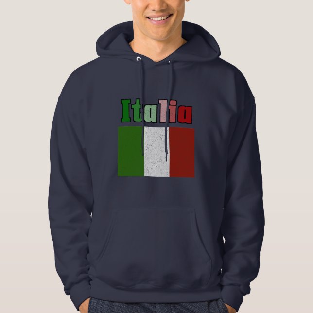 Sudadera con capucha de bandera vintage de Italia (Anverso)