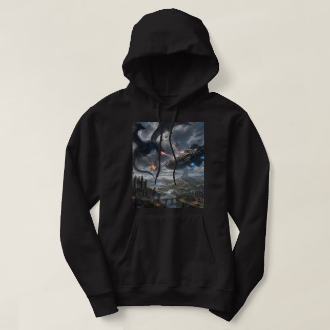Sudadera con capucha de batalla de nave espacial d (Diseño del anverso)