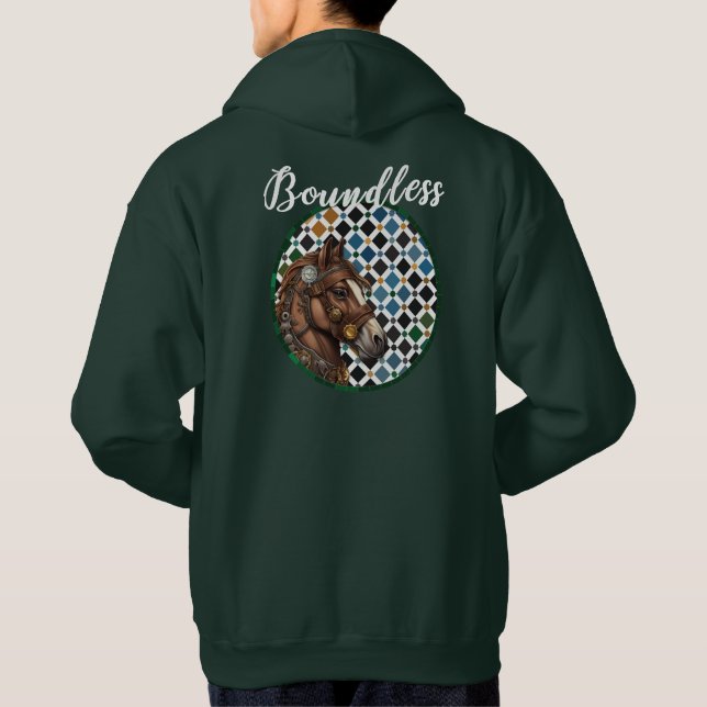 Sudadera con capucha de caballo sin límites – Arte (Reverso)