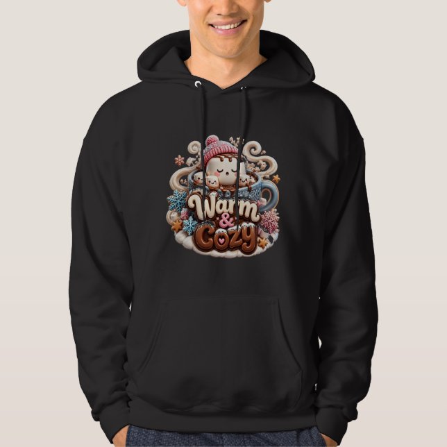 Sudadera con capucha de cacao caliente Warm & Cozy (Anverso)