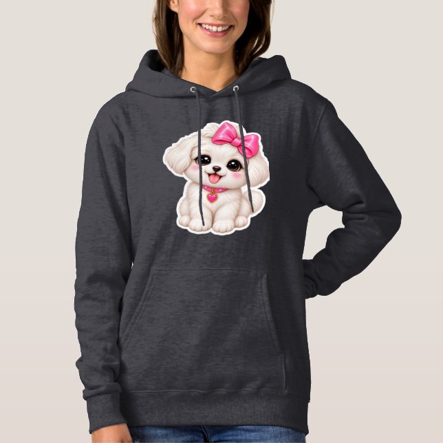 Sudadera con capucha de cachorro lindo para mujere (Anverso)
