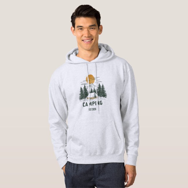 Sudadera con capucha de camping de pinos y montaña (Anverso completo)
