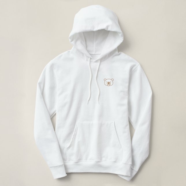 Sudadera con capucha de cara de oso minimalista -  (Diseño del anverso)