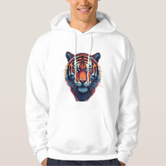 Sudadera con capucha de cara de tigre artístico – 
