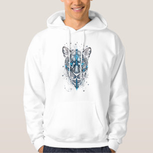 Sudadera con capucha de cara de tigre blanco azula