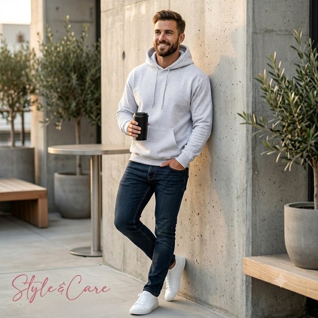 Sudadera con capucha de ceniza sólida para hombres (Solid Ash Hoodie for Men Designed for Daily Wear)