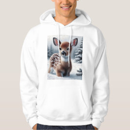 Sudadera con capucha de cervatillo en la nieve par