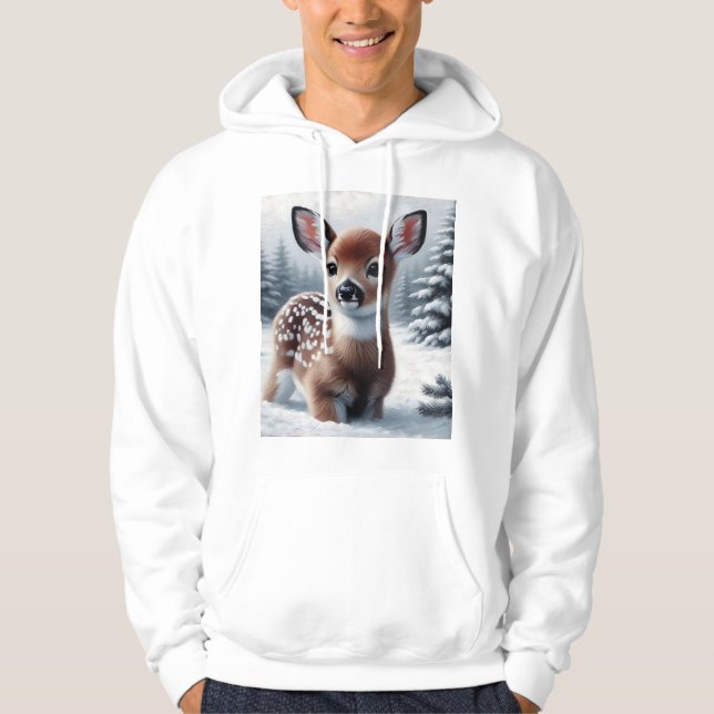 Sudadera con capucha de cervatillo en la nieve par (Anverso)