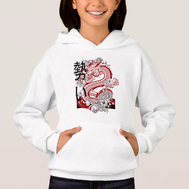 Sudadera con capucha de chicas de arte japonés Dra (Anverso)