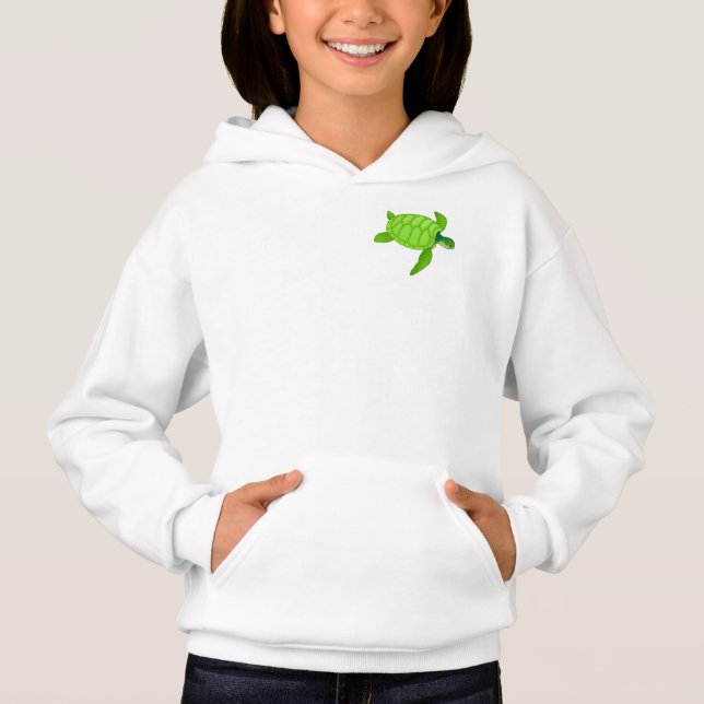 Sudadera con capucha de chicas tortuga marina verd (Anverso)