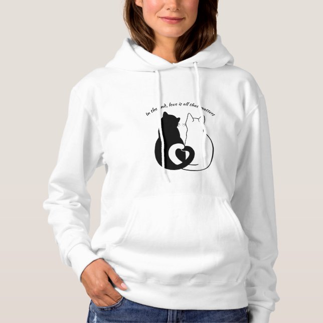 Sudadera con capucha de cita en blanco y negro par (Anverso)