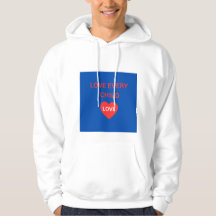 Sudadera con capucha de corazón blanco Ama a todos