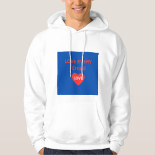 Sudadera con capucha de corazón blanco Ama a todos
