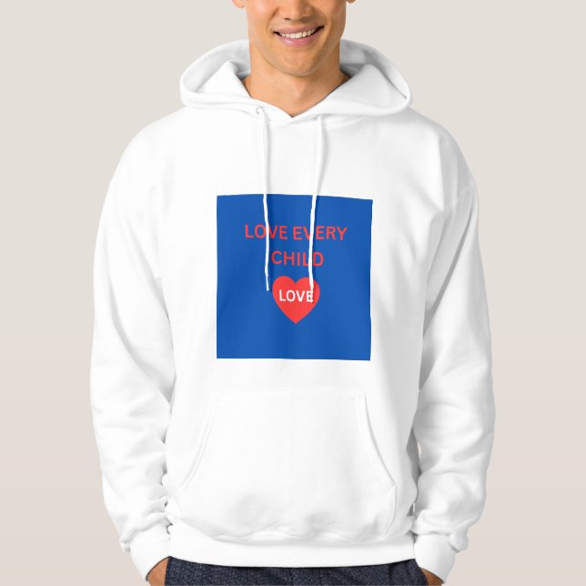 Sudadera con capucha de corazón blanco Ama a todos (Anverso)