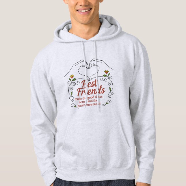 Sudadera con capucha de corazones y manos florales (Anverso)