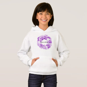 Sudadera con capucha de corona de flores moradas L