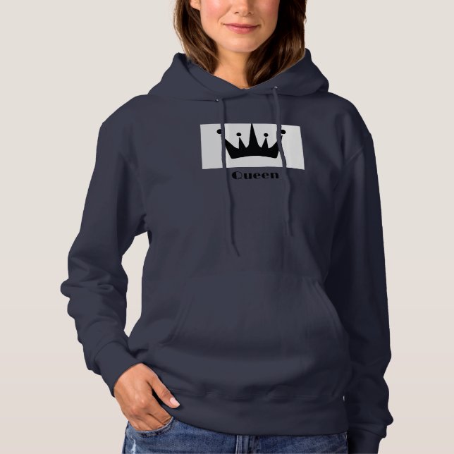 Sudadera con capucha de corona de texto personaliz (Anverso)