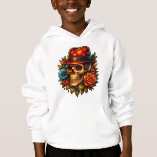 Sudadera con capucha de cráneo de niño con sombrer